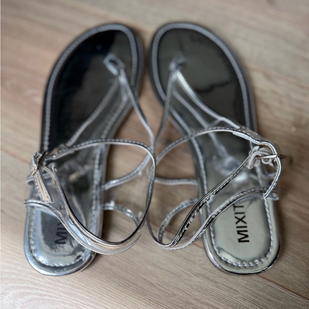 MIXIT Clear and Silver Strappy Women's Sandals size 9